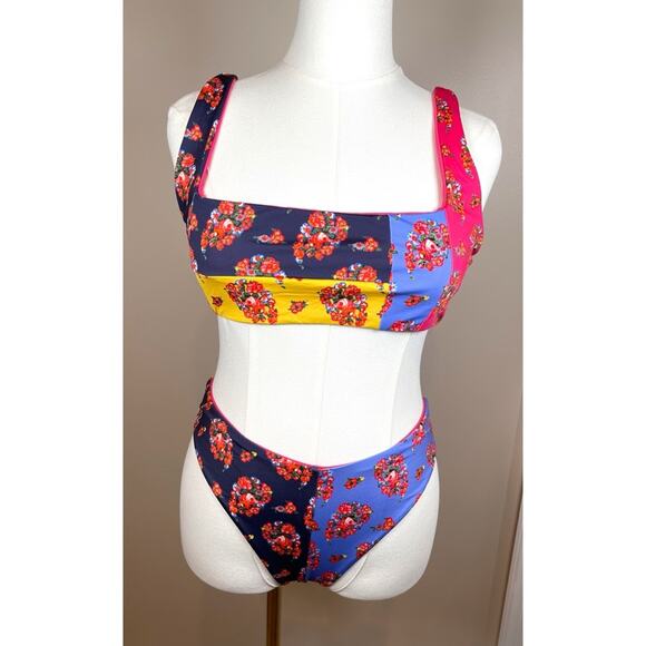 Mara Hoffman Lydia Meli Floral Colorblock Bikini Swim Set Size XL - Picture 3 of 8
